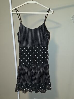 Maurices Black Dress with White Polka Dots